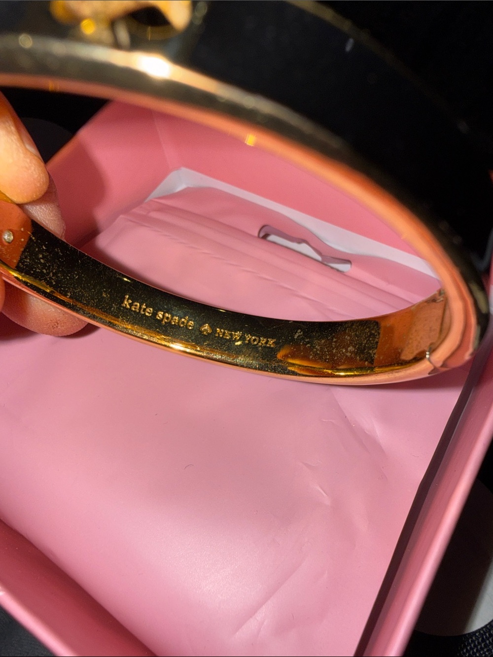 kate spade Black Enamel Spade Accent Gold Bangle - Picture 5 of 8